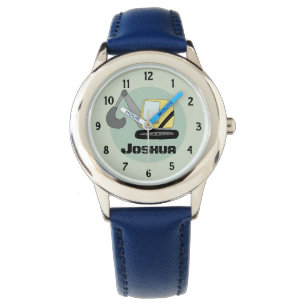 Boys Construction Digger Excavator Doodle and Name Watch