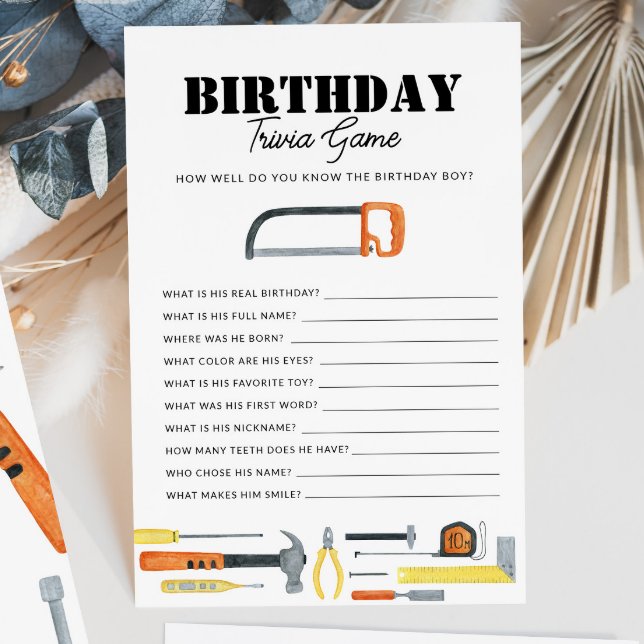 Boy's Construction Theme Birthday Trivia (Creator Uploaded)