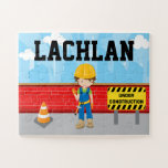 Boys Construction Themed Puzzle<br><div class="desc">Make his birthday or Christmas even more special with this construction-themed personalized puzzle.</div>