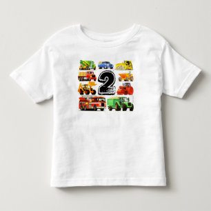 Boy's Construction Truck 2nd Birthday Toddler T-Shirt