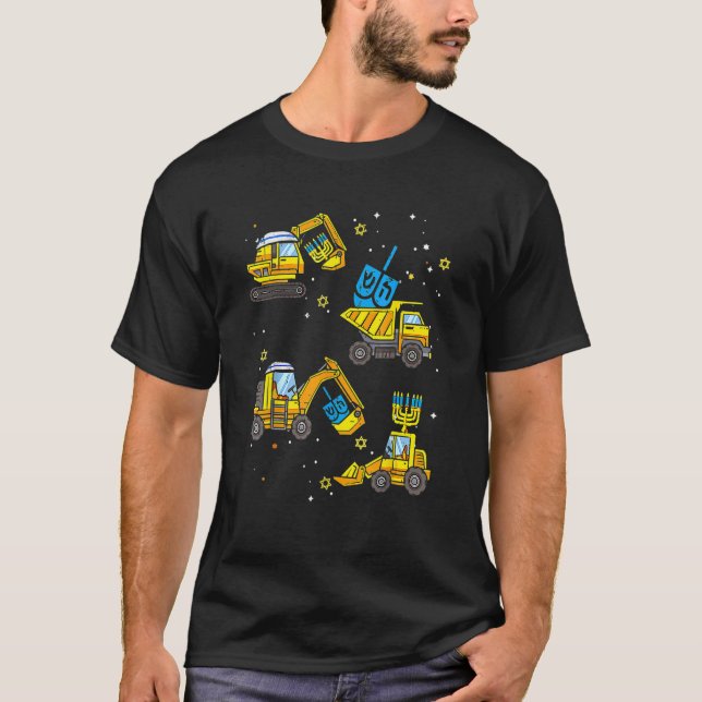 Boys Construction Vehicle Hanukkah Jewish Boys Kid T-Shirt (Front)