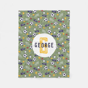 Boys Cool Blue Football Soccer Sports Kids Fleece Blanket