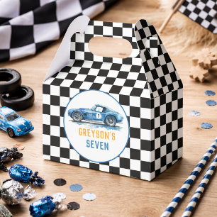 Boys Cool Blue Racing Car Kids Birthday Favour Box