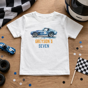 Boys Cool Blue Racing Car Kids Birthday Toddler T-Shirt