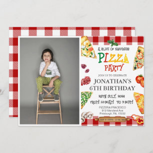 Boys Cool Cute Pizza Birthday party  Invitation