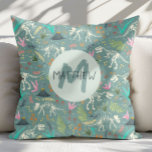 Boys Cool Dinosaur Fossil Pattern Monogram Kids Cushion<br><div class="desc">This cool personalised kids throw pillow design features a blue and green dinosaur fossil pattern, with Jurassic plants, Dino skeleton bones, and other archaeology illustrations. There is also space for you to add your boys name and monogram in whimsical typography. The perfect dinosaur themed gift for any history or dinosaur...</div>