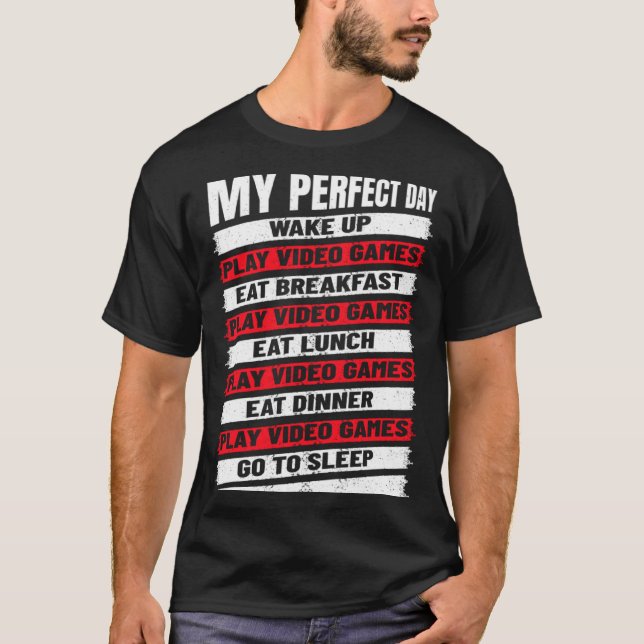 Boys  Cool Gamer My Perfect Day Video Games T-Shirt (Front)