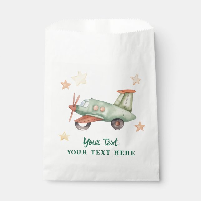 Boys Cool Modern Colourful Aeroplane Birthday Part Favour Bag (Front)