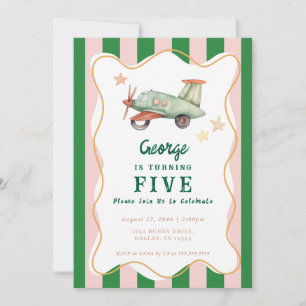 Boys Cool Modern Colourful Aeroplane Birthday Part Invitation