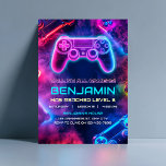 Boys Cool Neon Gaming Controller Birthday  Invitation<br><div class="desc">Get ready for an epic birthday bash with this Cool Neon Gaming Controller Birthday Invitation for boys! Perfect for video game lovers, this vibrant and eye-catching invite sets the tone for an exciting celebration. Customize your details and let your guests know they're in for a gaming-themed adventure. Ideal for kids'...</div>