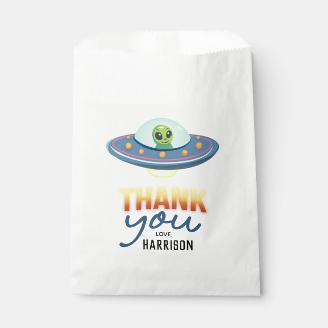 Boys Cool Neon Space Alien Birthday Favor Favour Bag (Front)
