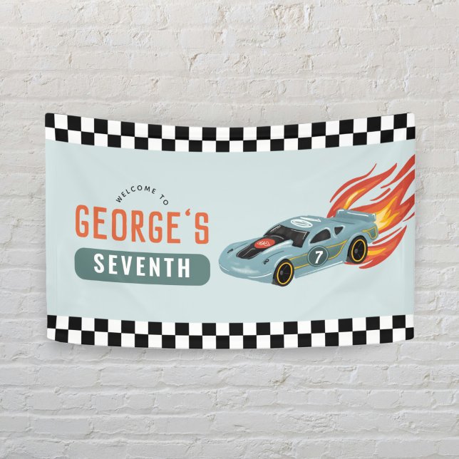 Boys Cool Racing Car Kids Birthday Welcome Banner (Creator Uploaded)