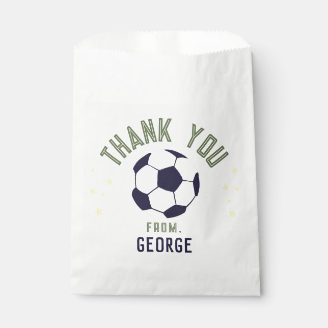 Boys Cool Soccer Thank You Kids Birthday Favour Bag (Front)