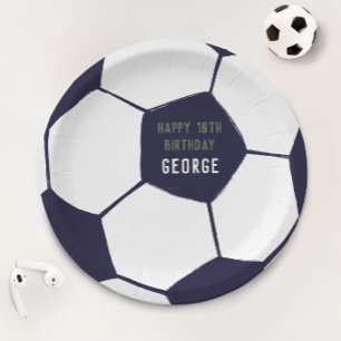 Boys Cool Sporty Soccer Football Kids Birthday Paper Plate