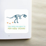 Boys Cool T-Rex Dinosaur Kids Bookplate Square Sticker<br><div class="desc">This cool boy's 'this book belongs' bookplate sticker design features a navy blue t-Rex dinosaur fossil,  and has place for you to add your kids name in lovely typography. Perfect for your child's back to school supplies. Check out the rest of our collection for other cute kids items.</div>