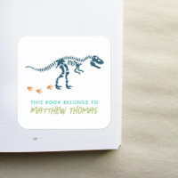 Boys Cool T-Rex Dinosaur Kids Bookplate