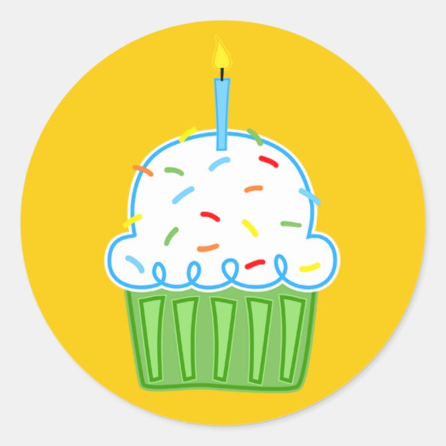 Boys Cupcakes Yellow Stickers (Front)