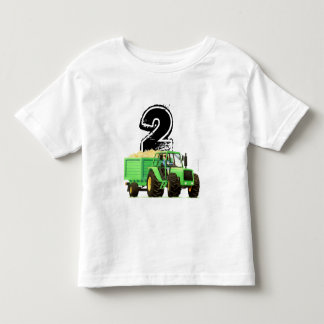 Boys Custom Green Tractor 2nd Birthday Toddler T-Shirt