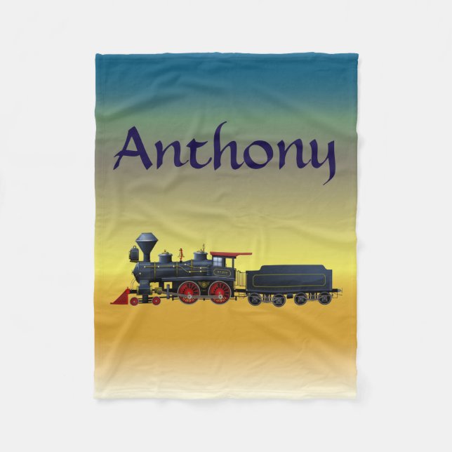 Boy's Custom Name Train Set Fleece (Front)