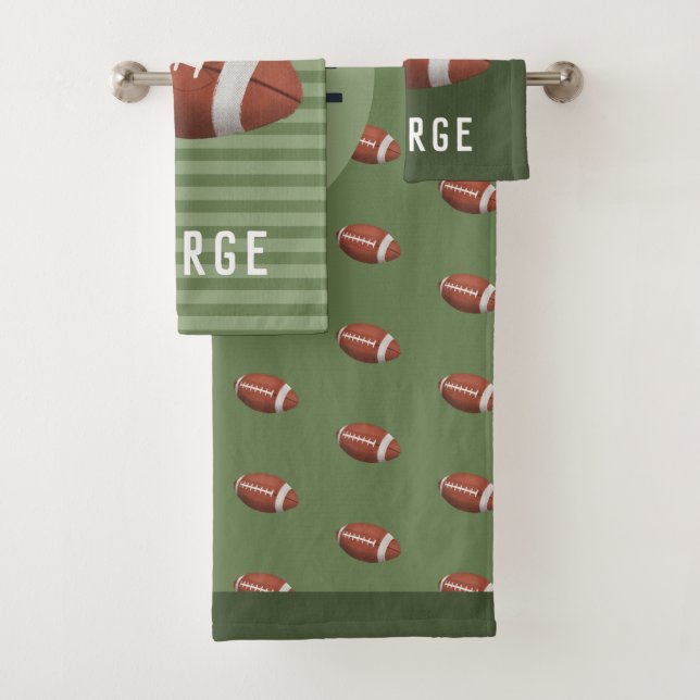 Boys Cute American Football Sports Kids Bath Towel Set (Insitu)