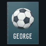 Boys Cute and Modern Blue Soccer Kids School Notebook<br><div class="desc">This cute sports-themed boys notebook design features a soccer ball cartoon and can be personalised with your boys name. Perfect for sports or football-loving children,  a great addition to your kids school supplies.</div>