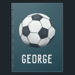 Boys Cute and Modern Blue Soccer Kids School Notebook<br><div class="desc">This cute sports-themed boys notebook design features a soccer ball cartoon and can be personalised with your boys name. Perfect for sports or football-loving children,  a great addition to your kids school supplies.</div>
