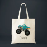 Boys Cute and Modern Blue Truck Kids Tote Bag<br><div class="desc">This cute and modern kids tote bag features a blue truck with oversized wheels illustration. There is also space on the bag to add you own customisation: a name in whimsical typography. The perfect transport gift for any child or jeep enthusiast!</div>