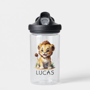 Boys Cute Baby Lion Safari Zoo Kids School  Water Bottle