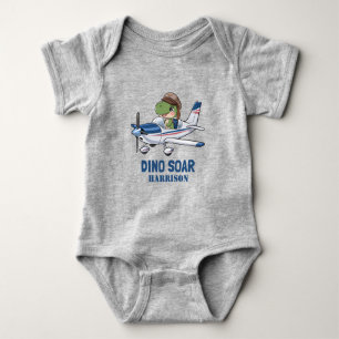 Boys Cute Blue Aeroplane Dinosaur Kids 1st Birthda Baby Bodysuit