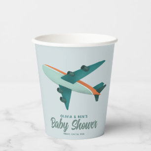 Boys Cute Blue Aeroplane Travel Paper Cups