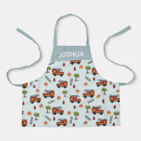 Boys Cute Blue Fire Truck Transport Pattern Kids