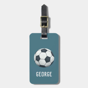 Boys Cute Blue Football Sports Kids Luggage Tag