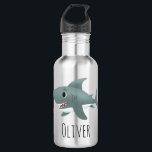 Boys Cute Blue Ocean Shark Kids School 532 Ml Water Bottle<br><div class="desc">This cute and modern kids water bottle design features a blue shark cartoon with orange fish. The bottle can be personalised with your boys name. The perfect ocean themed addition to your kids school supplies!</div>