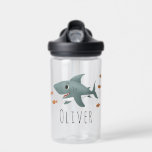 Boys Cute Blue Ocean Shark Kids School Water Bottle<br><div class="desc">This cute and modern kids water bottle design features a blue shark cartoon with orange fish. The bottle can be personalised with your boys name. The perfect ocean and sea themed addition to your kids school supplies,  perfect for kindergarten or preschool.</div>