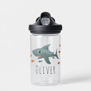 Boys Cute Blue Ocean Shark Kids School Water Bottle