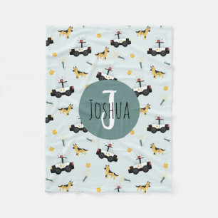 Boys Cute Blue Police Car Pattern Fleece Blanket