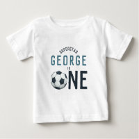 Boys Cute Blue Soccer First Birthday
