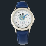 Boys Cute Blue Space Alien Cartoon Kids  Watch<br><div class="desc">This cute and modern kids watch features a blue space alien cartoon and can be personalised with your boys name. With clear,  easily readable numbers,  this 'first' watch is great for kids or toddlers just starting out on learning the time. The perfect space galaxy-themed design for your little one!</div>
