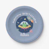 Boys Cute Blue Space Alien Galaxy Birthday