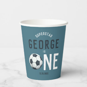 Boys Cute Blue Sports Kids 1st Birthday Paper Cups