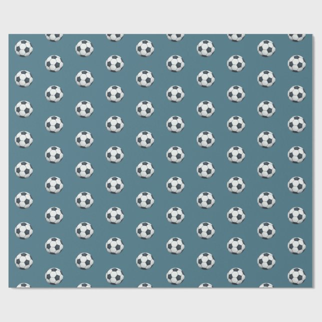 Boys Cute Blue Sports Soccer Kids Wrapping Paper (Flat)