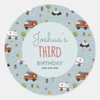 Boys Cute Blue Vehicle Kids Birthday