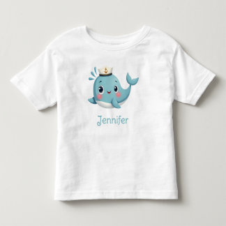 Boys Cute Blue Whale School Kids Custom Toddler T-Shirt
