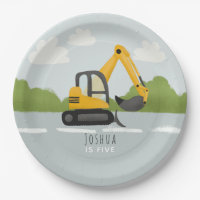 Boys Cute Construction Digger Kids Birthday