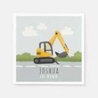 Boys Cute Digger Kids Birthday