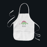 Boys Cute  Dinosaur and Name Kids Apron<br><div class="desc">This cute,  cool and modern kids apron features a stegosaurus dinosaur cartoon,  and can be personalised with your boys name. Perfect for any dinosaur loving kid. Check out our store for other gorgeous toddler's jurassic dinosaur designs!</div>