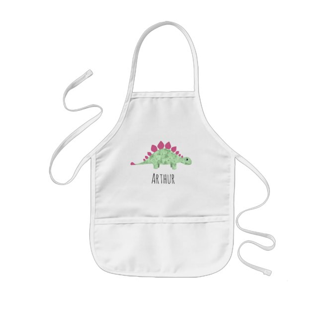 Boys Cute  Dinosaur and Name Kids Apron (Front)