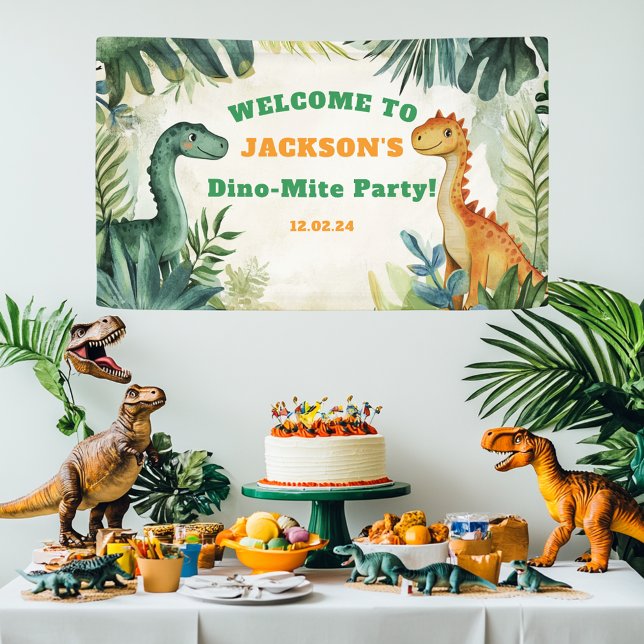Boys Cute Dinosaur Birthday Party Welcome Banner (Creator Uploaded)