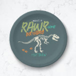 Boys Cute Dinosaur Dig Fossil Kids Birthday Paper Plate<br><div class="desc">This cute and modern boys birthday paper plate design features a t-Rex dinosaur skeleton design. The plates can be personalised with your kids name - the perfect dinosaur fossil dig themed tableware!</div>
