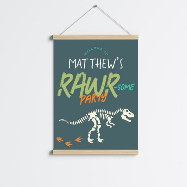 Boys Cute Dinosaur Dig Kids Birthday Welcome Sign (Creator Uploaded)